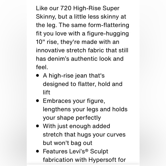 Levi’s - 720 - high rise skinny -25 x30 - Picture 3 of 10